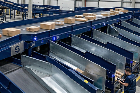 Parcel Sortation System In Modern Logistics Warehouse